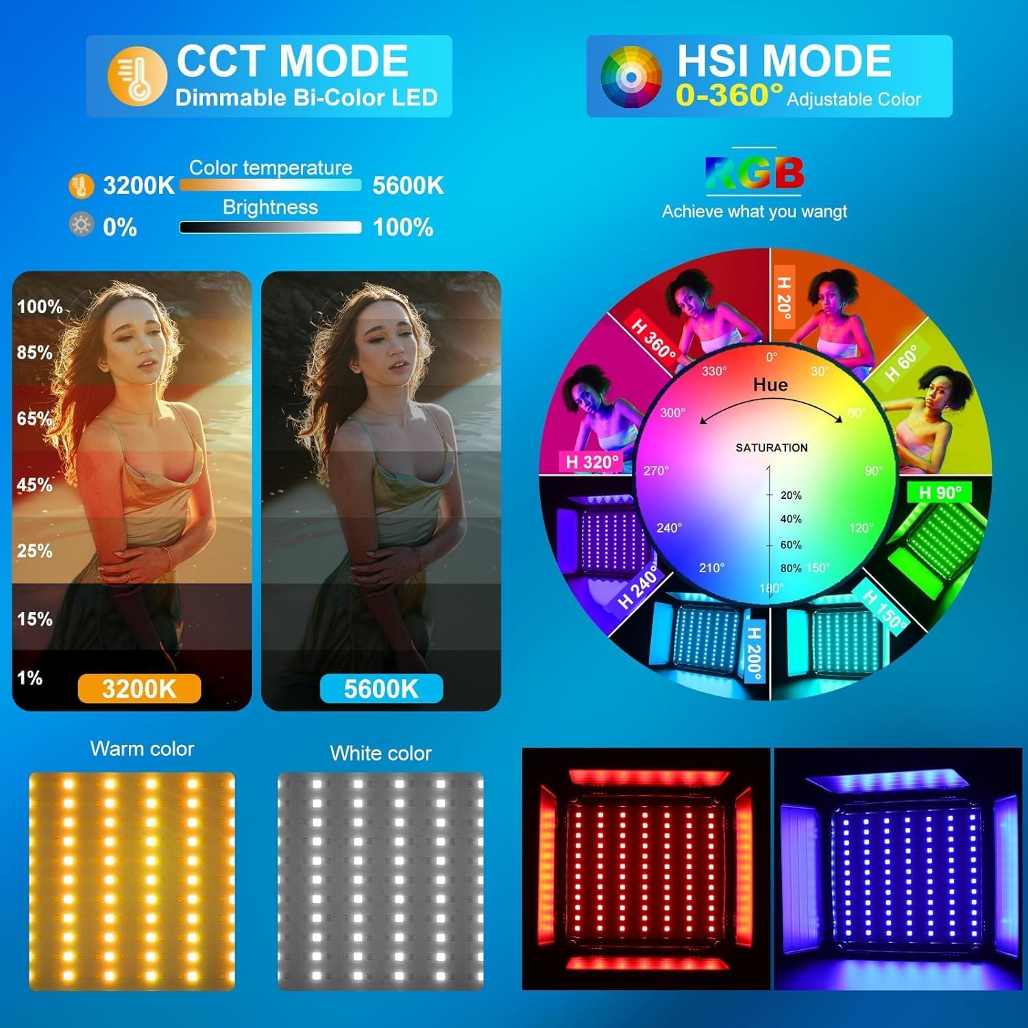 Kit d'éclairage vidéo LED RGB, - Photography Lighting Rgb avis et prix